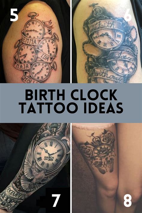 best date of birth tattoo|clock with birth time tattoo.